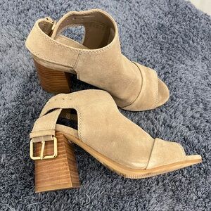 Aldo Taupe Suede Open-Toe Block Heel Sandals